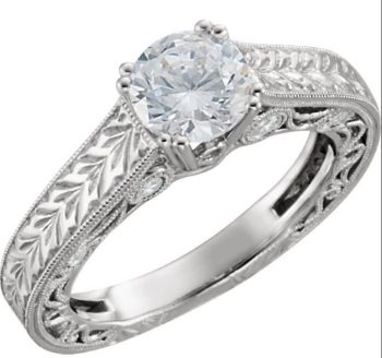 engraved Solitaire Engagement Rings