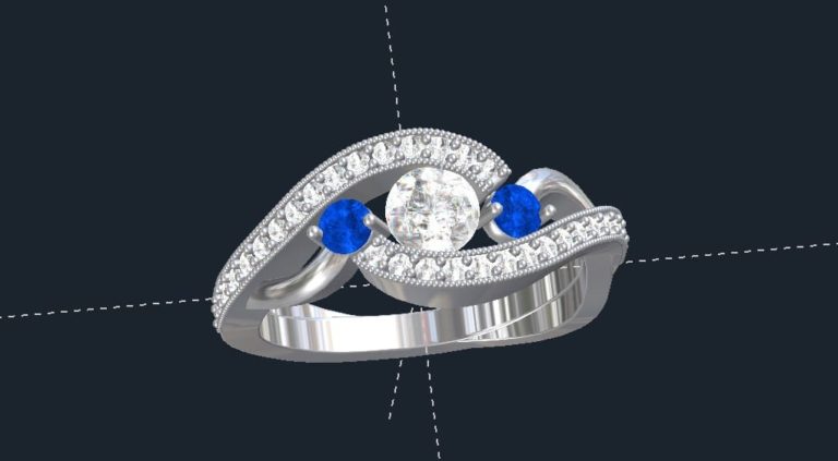 3 Stone Bypass Engagement Ring Custom Jewelry Process