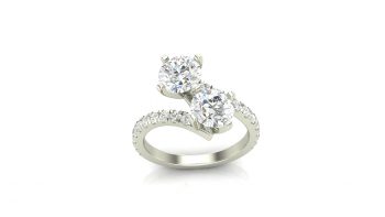 2 Stone Bypass Engagement Ring