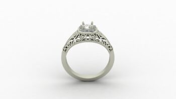 Engraved Halo Engagement Ring