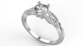 Floral Split Shank Engagement Ring