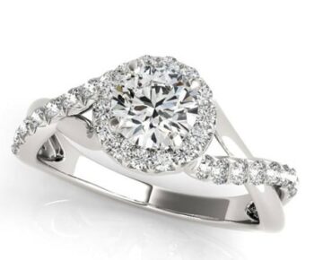 Split Shank Halo Engagement Ring