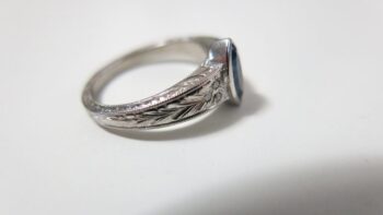 Hand Engraved Bezel Set Engagement Ring Engraved Engagement Ring