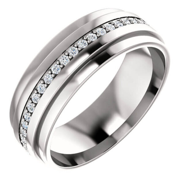 Ridged Diamond Wedding Ring