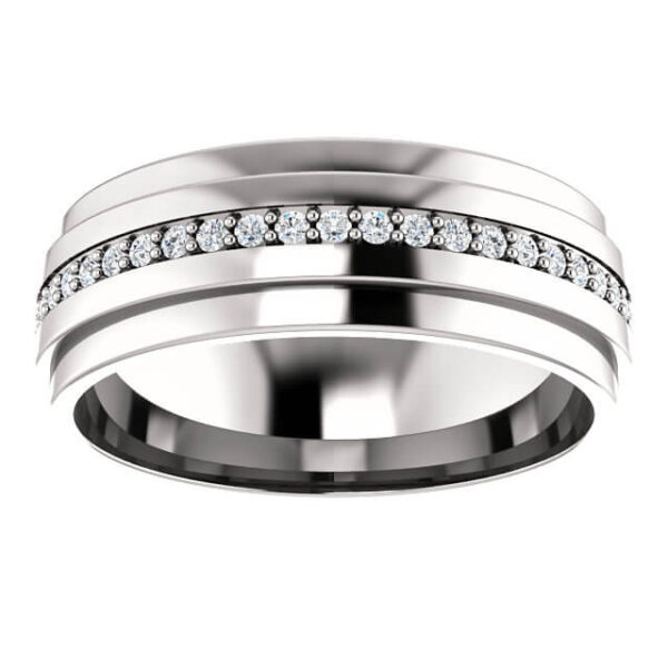 Ridged Diamond Wedding Ring