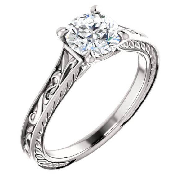 Milgrained Solitaire Engagement Ring