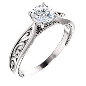 Milgrained Solitaire Engagement Ring