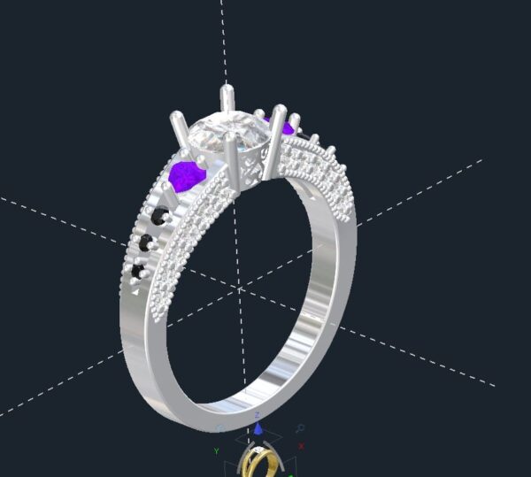 3 Stone Art Deco Engagement Ring
