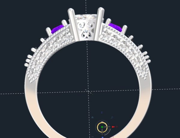 3 Stone Art Deco Engagement Ring