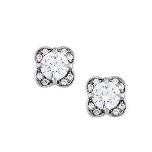 Accented Diamond Solitaire Earrings