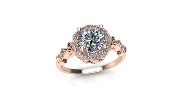 Vintage Milgrain Halo Engagement Ring