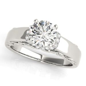 V Halo Heart Scrolled Cathedral Ring