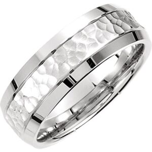 Hammered White Gold Wedding Ring