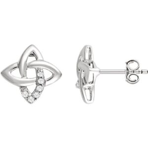 Sterling Silver Celtic Cross Diamond Earrings