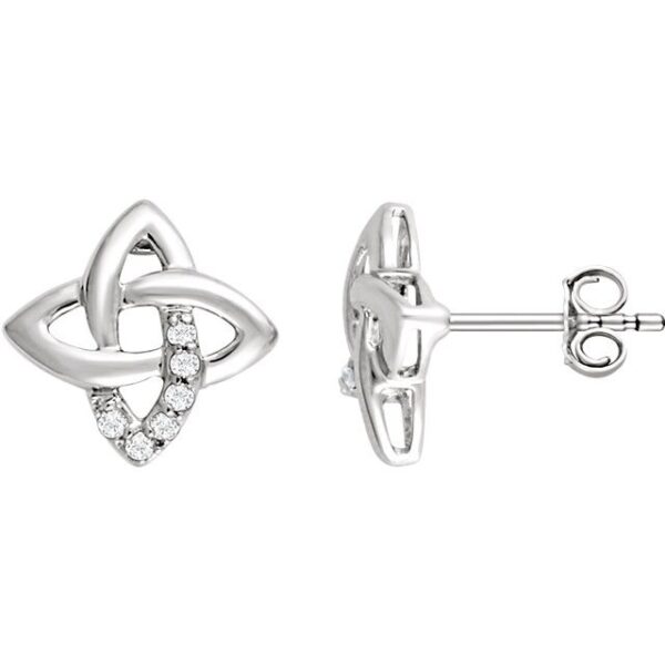 Sterling Silver Celtic Cross Diamond Earrings