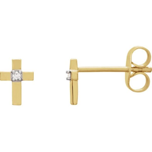 2 Tone Diamond Cross Earrings