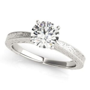 Engraved Solitaire Engagement Ring