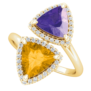 2 stone Iris Flower Ring