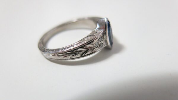 Hand Engraved Bezel Set Engagement Ring