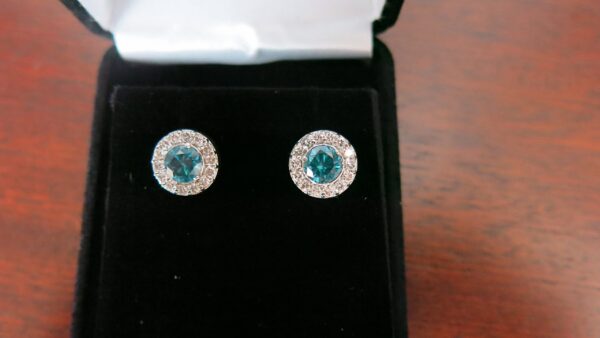 diamond and gemstone halo earrings