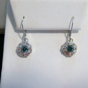 Blue & White Diamond Halo Earrings