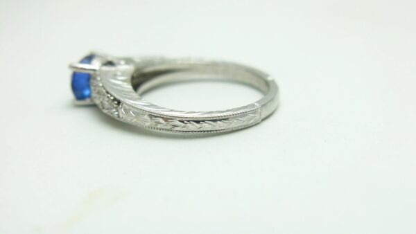 Engraved Split Shank Engagement Ring