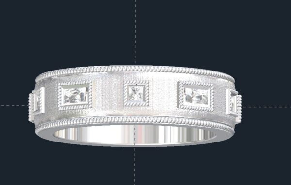 Milgrained Men's Diamond Wedding Ring