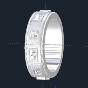 Milgrained Men's Diamond Wedding Ring