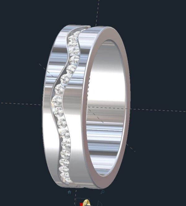 Wavy Men's Diamond Wedding Ring