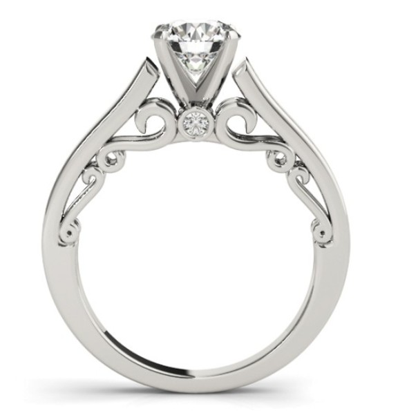 Scrolled Cathedral Solitaire Ring