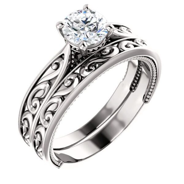 Milgrained Solitaire Engagement Ring