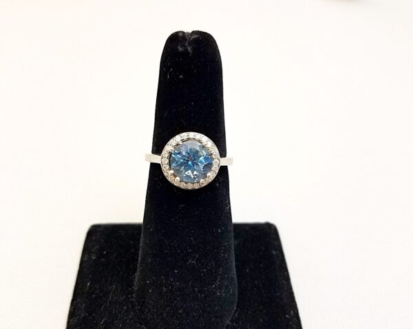 Aquamarine & Diamond Halo Ring