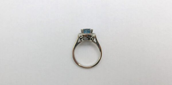 Aquamarine & Diamond Halo Ring