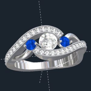 bypass 3 stone engagement ring