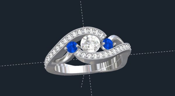 bypass 3 stone engagement ring