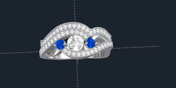 bypass 3 stone engagement ring