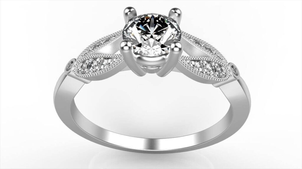 Floral Split Shank Engagement Ring Custom Wedding Rings