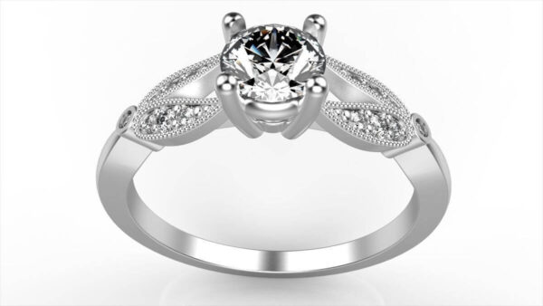 Floral Split Shank Engagement Ring