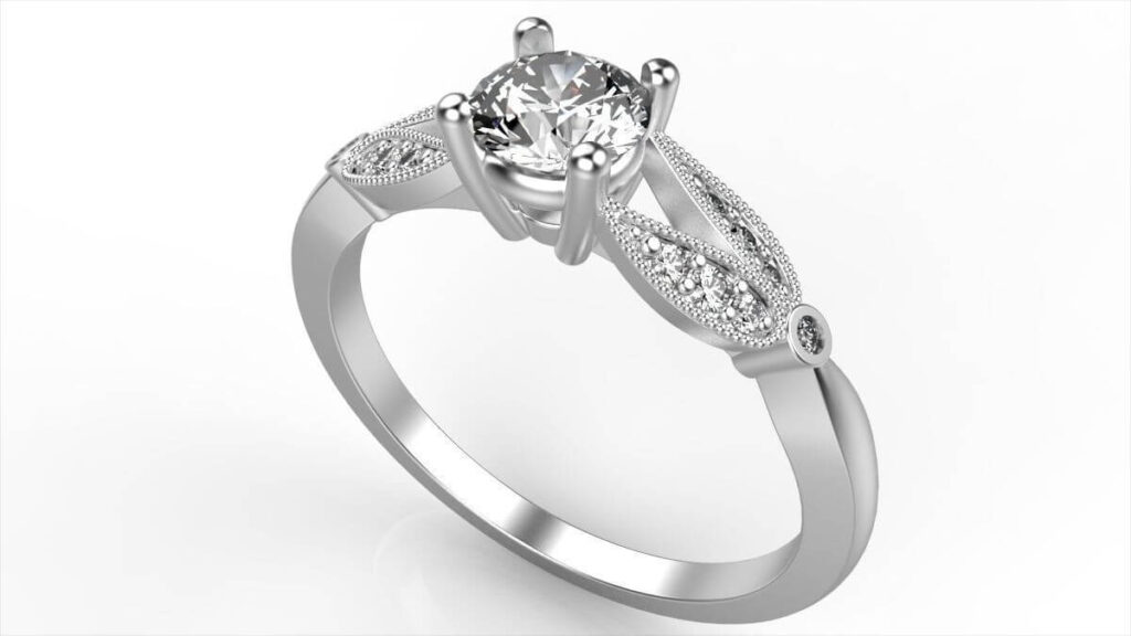 Floral Split Shank Engagement Ring Custom Wedding Rings