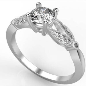 Floral Split Shank Engagement Ring