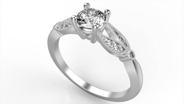 Floral Split Shank Engagement Ring