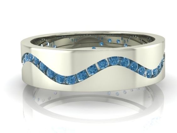 Wavy Men's Diamond Wedding Ring