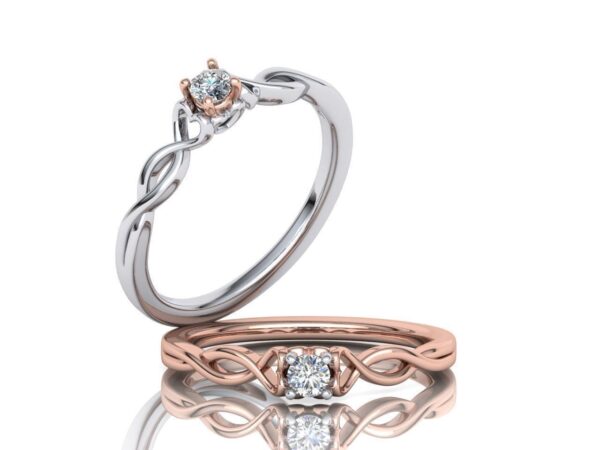 2 Tone Heart Cathedral Engagement Ring