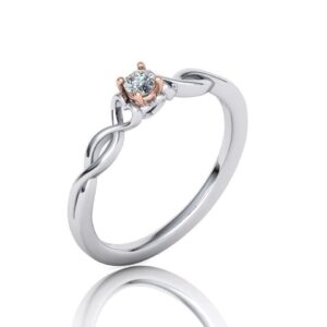 2 Tone Heart Cathedral Engagement Ring