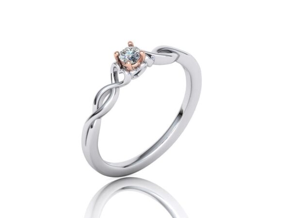 2 Tone Heart Cathedral Engagement Ring