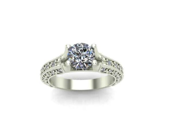 milgrained art deco engagement ring