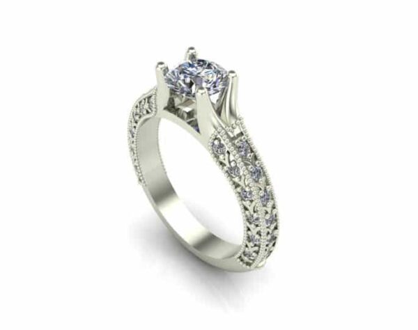 milgrained art deco engagement ring