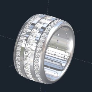 Men's 3 Row Diamond Wedding Ring