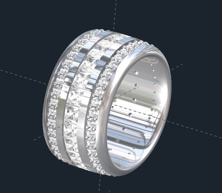 Mens 3 row cheap diamond wedding band