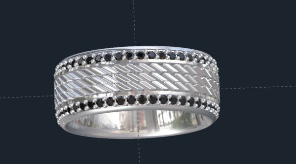 Diamond Tire Tread Wedding Ring